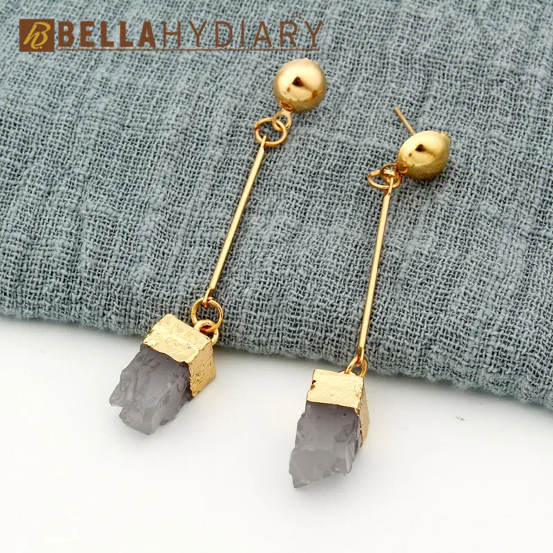 

1 Pair Resin Stone Earings For Women Jewelry Statement Pendientes Mujer Moda Handmade Drop Dangle Earing Eardrop Long Earrings