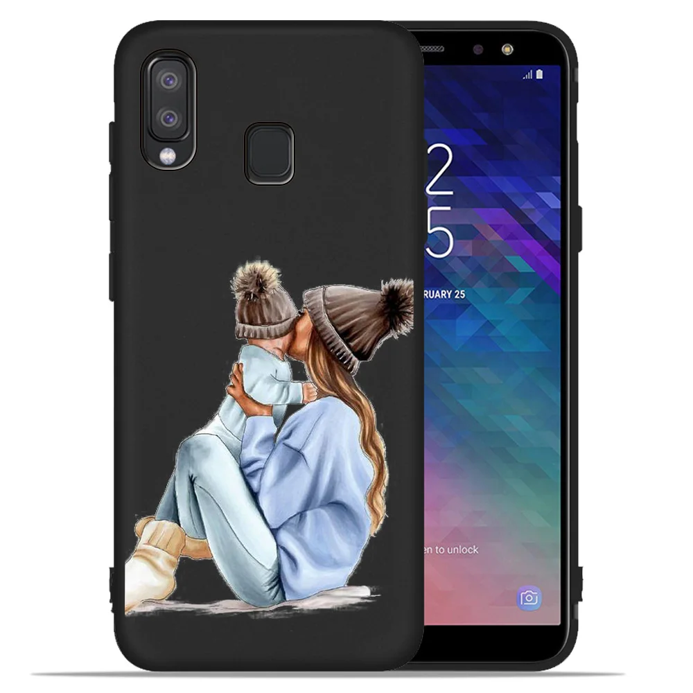 Черный чехол из ТПУ для samsung Galaxy A7 A92018 Coque Etui для мамы и девочки samsung Galaxy A30 40 50 70 A6 A8 Plus A320