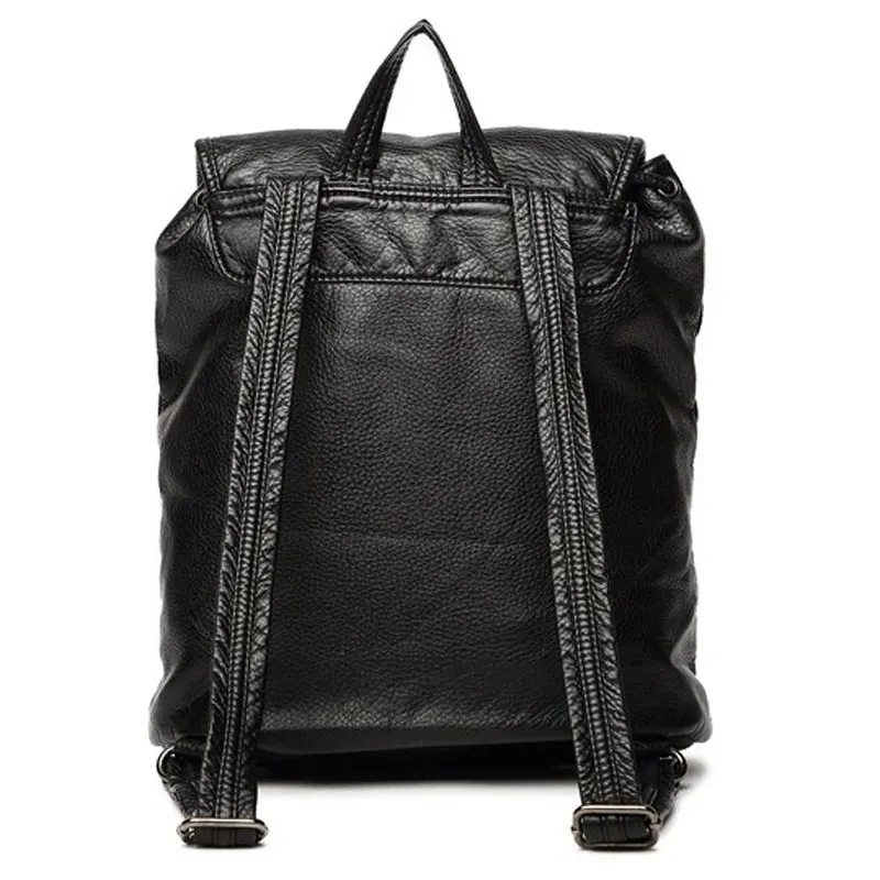 Новый PU Черный Рюкзак Мода Путешествия Обложка Softback Мешок Большой Емкости