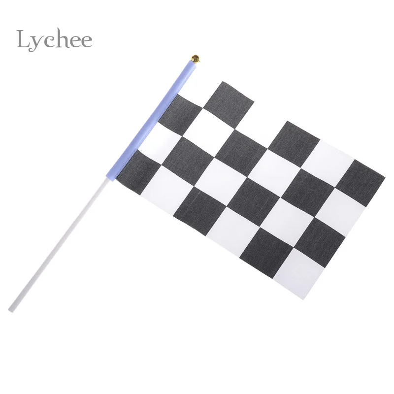 Личи жизнь 5 шт./лот клетчатый флаг ручной сигнал флаги черно белый F1 Гоночный