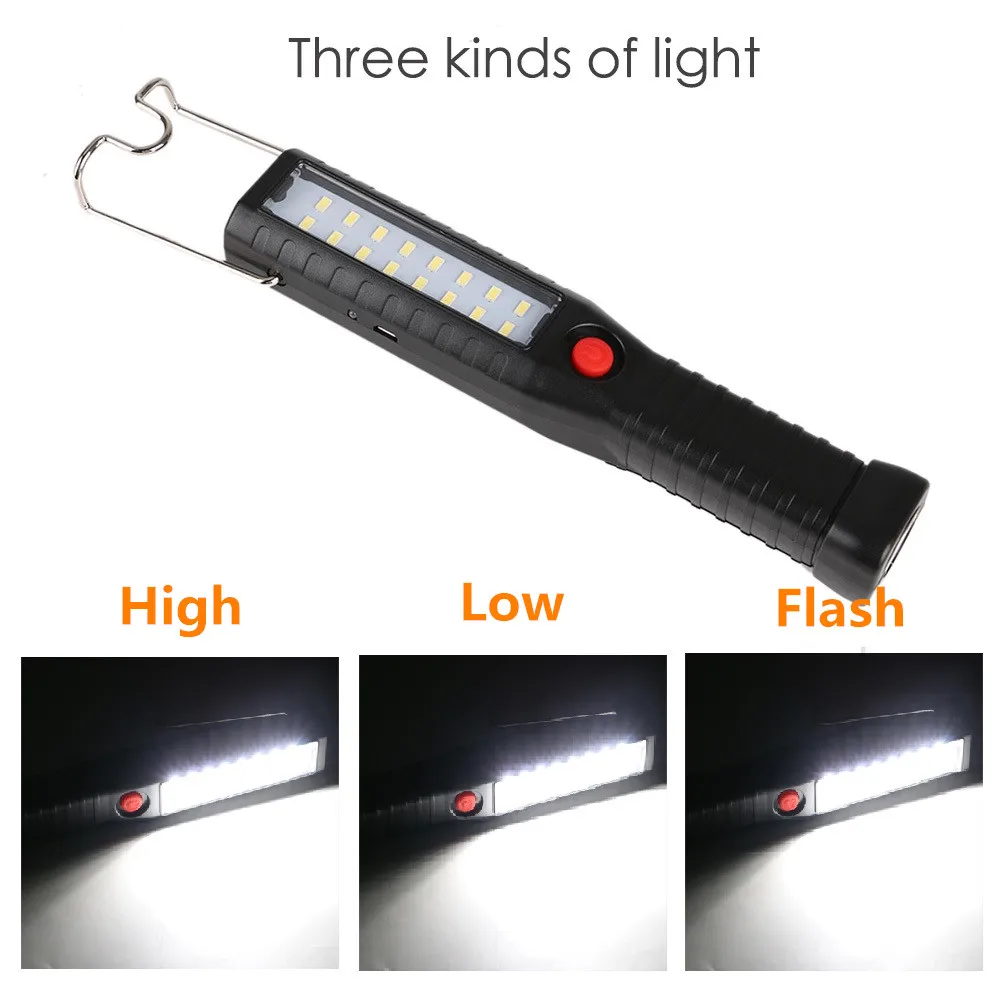 

16LED Magnetic Work Light Inspection Lamp High Brightness Led Flashlight Hanging Hook Lamp Torch Built in Battery with USB Cable