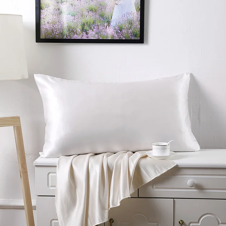 

1 pcs 19 mu Free shipping 100% nature mulberry Silk pillowcase zipper pillowcases pillow case for healthy standard queen king