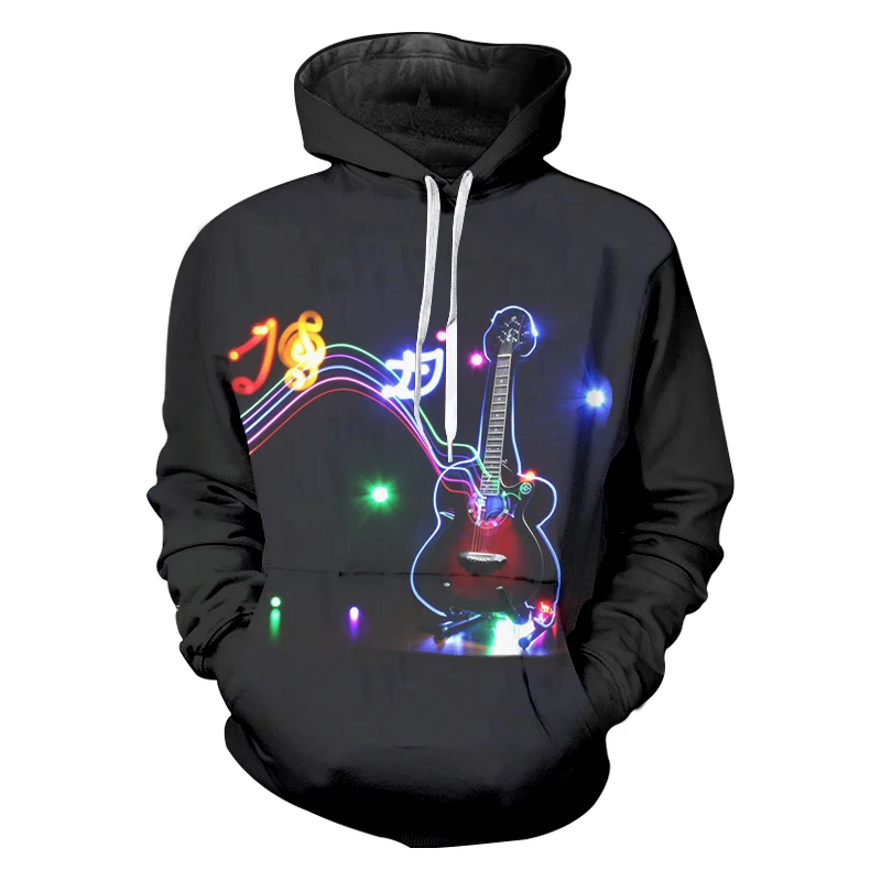 

CJLM 3D Hoodies Men 2017 New Fashion Cool Printed Colorful Notes Volin Black Sweatshirt Hoodie Regular Loose Thin Pullovers Tops