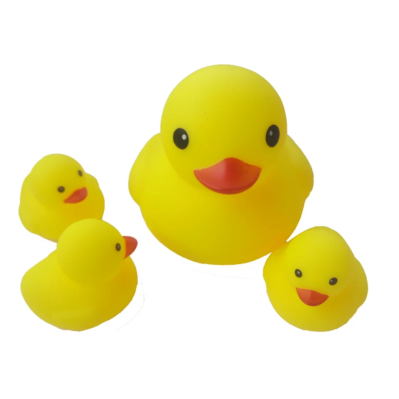 

4 PCS Cute Yellow Duck Baby Rattle Bath Toys Squeeze Bathtub Rubber Duck Toys BB Bathing Water Race Squeaky Pool Action Figure