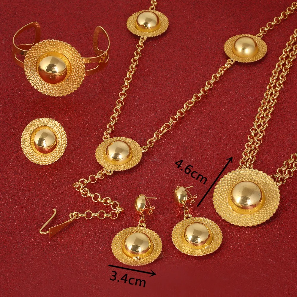 Новинка Ювелирный Комплект с крестом золотой цвет ювелирное изделие Habesha