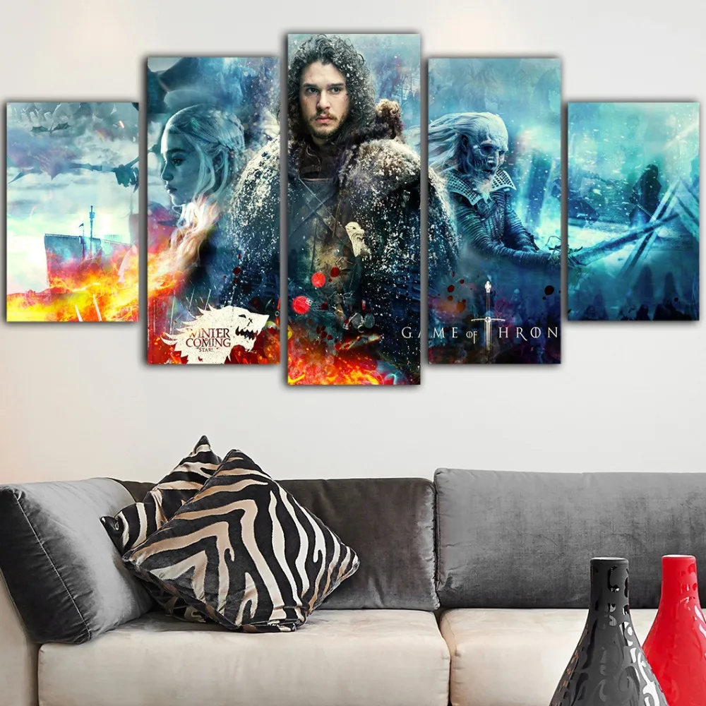 5 штук Игра престолов плакаты и принты Холст Картина куадро Decoraci N Dormitorio Tableau Toile