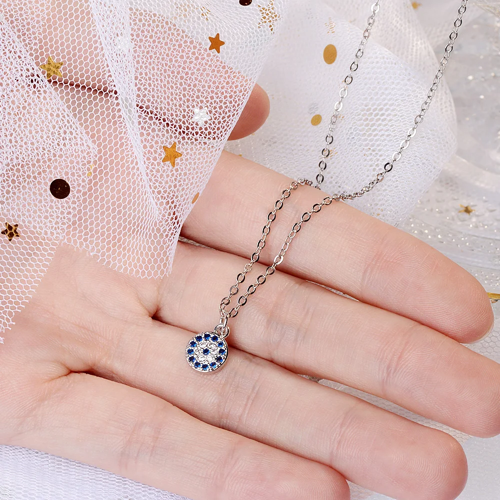 Lidavi 925 Sterling Silver Devil Eye Necklace Choker Mosaic Unique Blue Rhinestone For Women Wedding Jewelry Christmas Gifts New | Украшения
