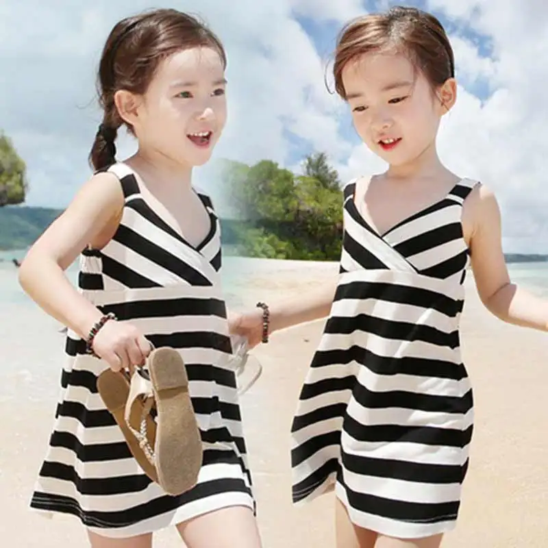 Girls Dress2019 new summer kids dresses for girls cotton dress girl striped short princess girl's clothes | Детская одежда и