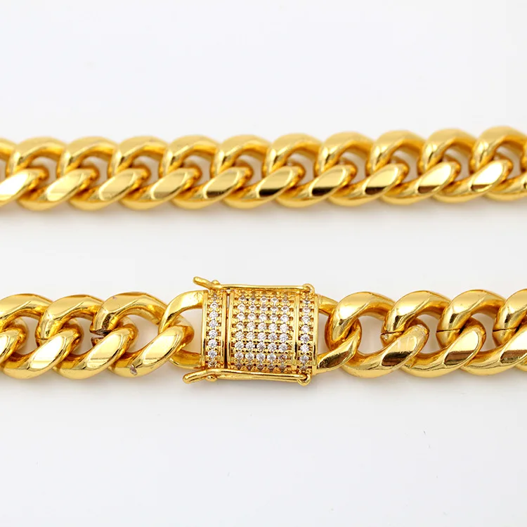 Goofan fashion cross-border 15mm Europe and men six hot mill chain leading Cuban buckle Necklace&ampBracelet | Украшения и