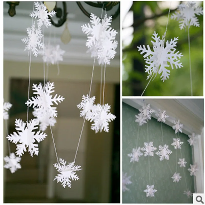 3м бумага подвесок в форме снежинок к Елочная гирлянда Рождественские украшения