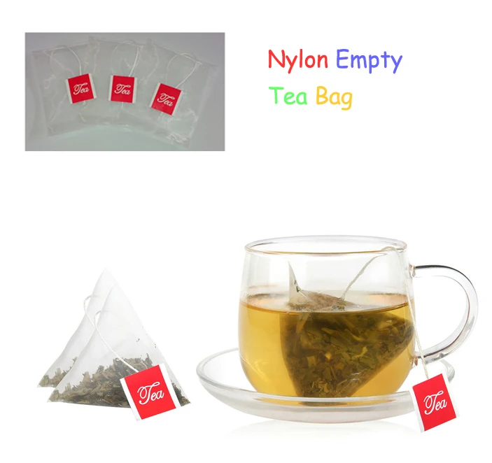 100 шт./лот большой нейлоновый пустой пирамидальный чайный пакетик ситечко для