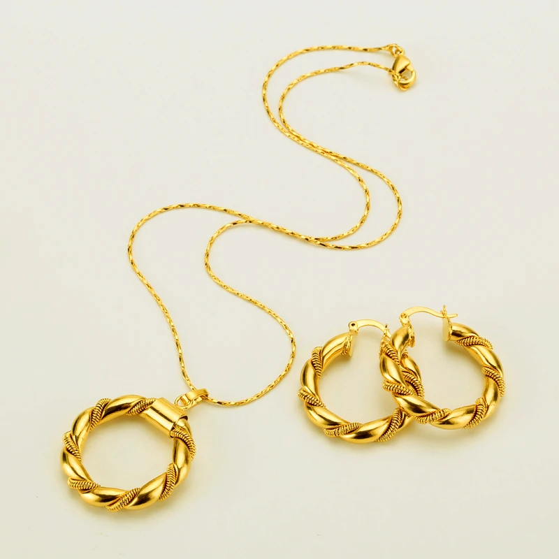 Африканские наборы золотые ювелирные изделия эфиопское ожерелье и серьги