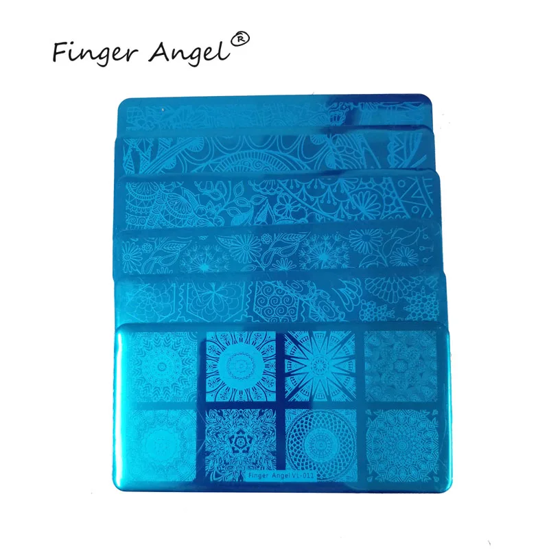 Finger Angel 1 шт. пластины для штамповки ногтей 6*12 см штамп изображения пластины прекрасная Корона бабочки узоры ногти маникюрный шаблон инструмент