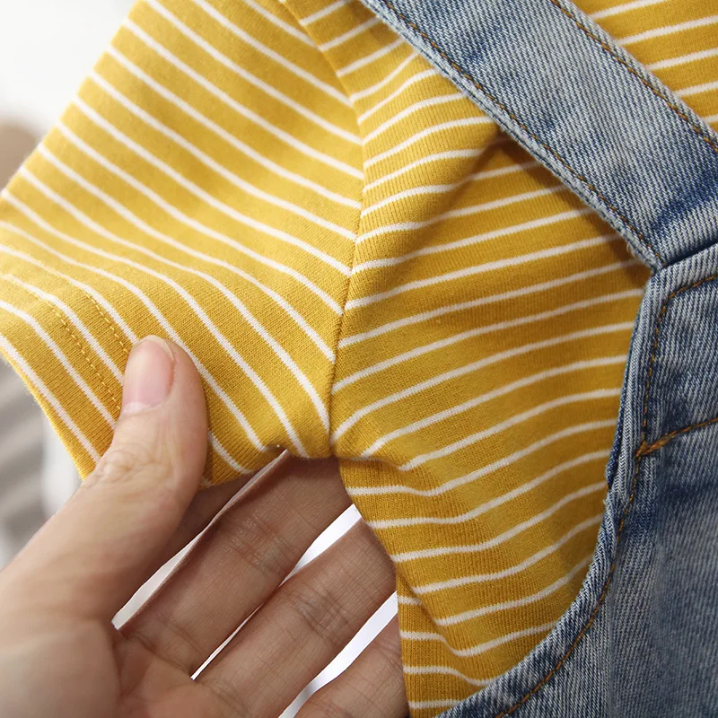 Jeans overalls stripe shirt boy summer clothing set new fashion baby outfits | Детская одежда и обувь