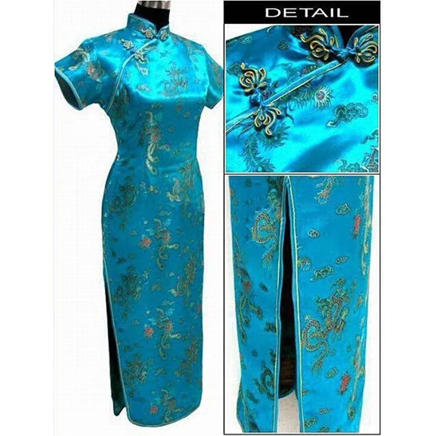 Красное китайское традиционное платье для женщин атласное Qipao дракон Феникс