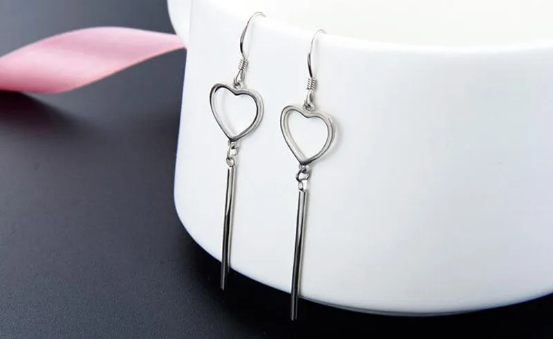 Серьги из стерлингового серебра S925 корейские модные серьги с сердечками