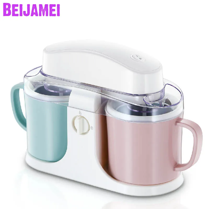 BEIJAMEI 220V 1L DIY Fruit Ice Cream Machine Handmade Pitaya Cheese Maker Home Appliances | Бытовая техника