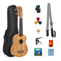 kmise soprano ukulele ukelele uke zebrawood 21 inch beginner kit with gig bag tuner strap string capo picks 9 accessories