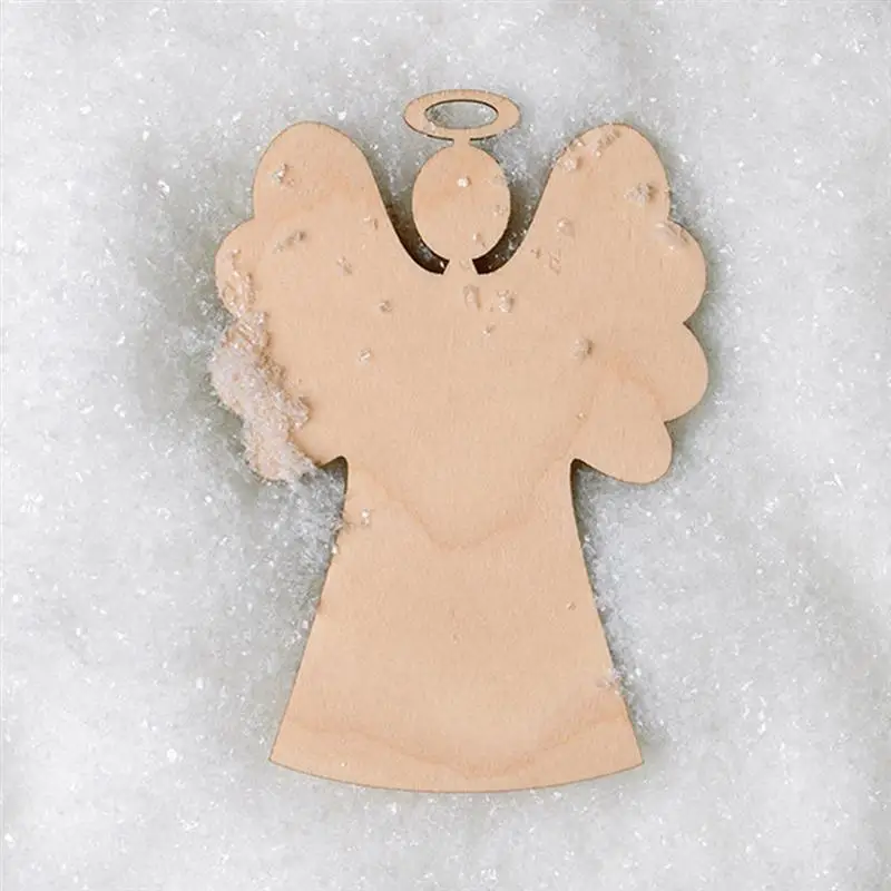 10 шт. Деревянные Подвески в форме ангела для рождественской вечеринки подвесные