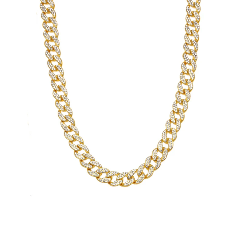 Хип хоп Iced Out Crystal 20 &quotкубинская цепочка и 18&quot * 12 мм кофейная в форме бобов &amp 16