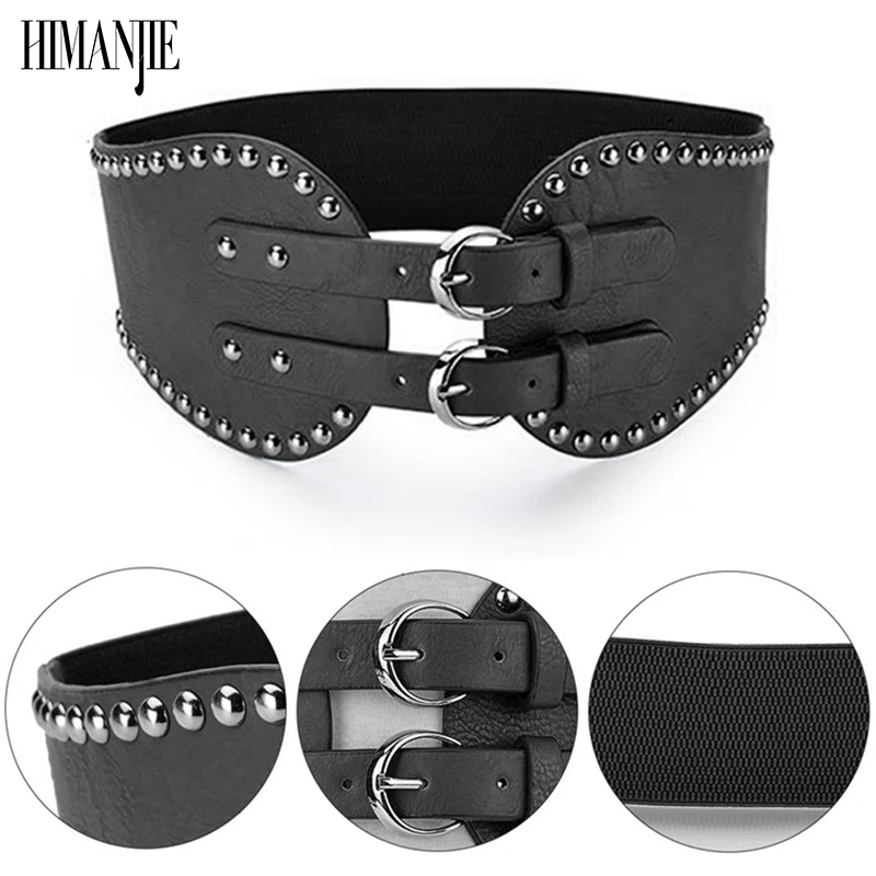 Модный Европейский и американский стиль заклепки приличный эластичный ремень