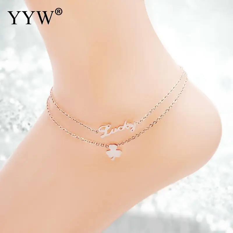 Женская цепочка из нержавеющей стали браслет на лодыжку с тремя подвесками в