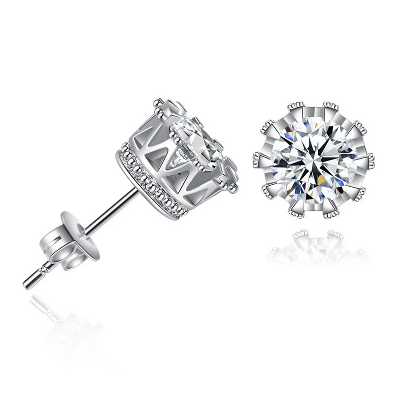 Модная Корона серьги гвоздики ювелирные изделия 6 мм 2 карата ААА кубического