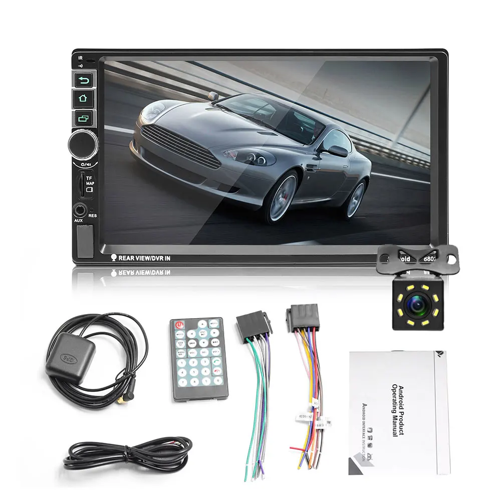 With 8 IR Camera Podofo 2din автомобильный радиоприемник Android " мультимедийный плеер 2 Din Авторадио gps Bluetooth видео MP5 плеер USB/FM/Mirrorlink аудио радиоприемники - Цвет: With 8 IR Camera