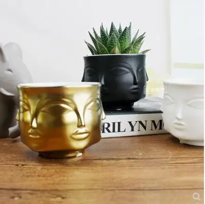 American country art creative face model ceramic vase home desktop decoration crafts beautiful porcelain | Дом и сад