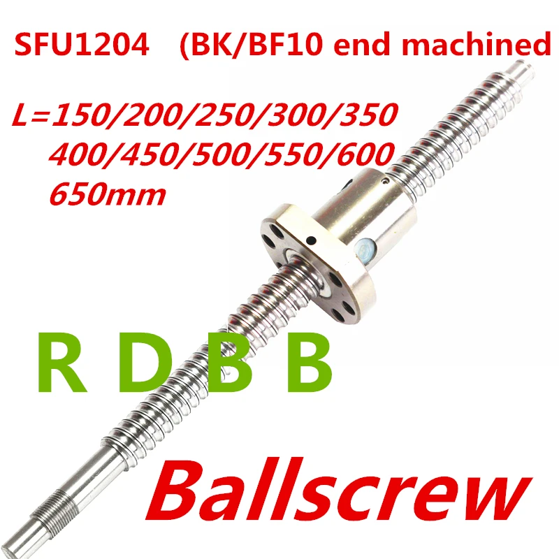SFU1204 150 200 250 300 350 400 450 500 550 600 650 мм C7 шариковый винт с фланцем 1204 одношариковая гайка BK/BF10 Концевая обработка