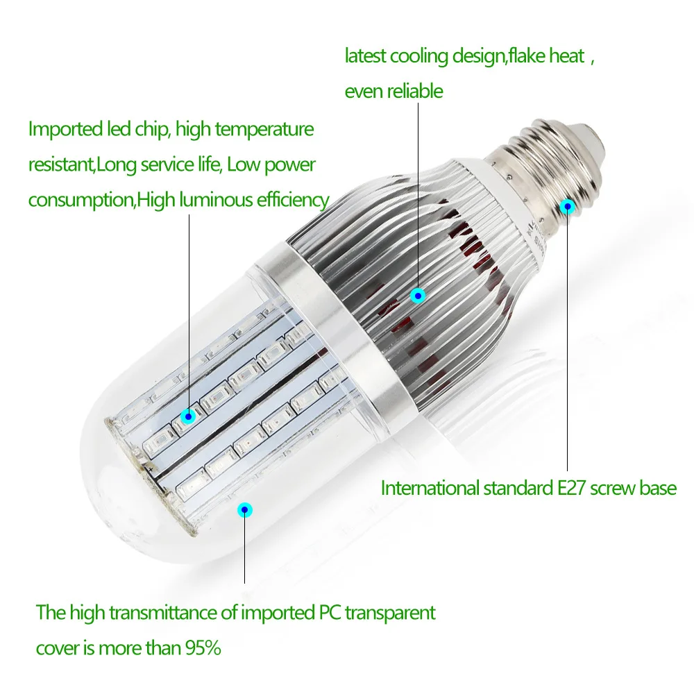 E27 Fitolamp полный спектр светодиодный светильник для выращивания лампочка