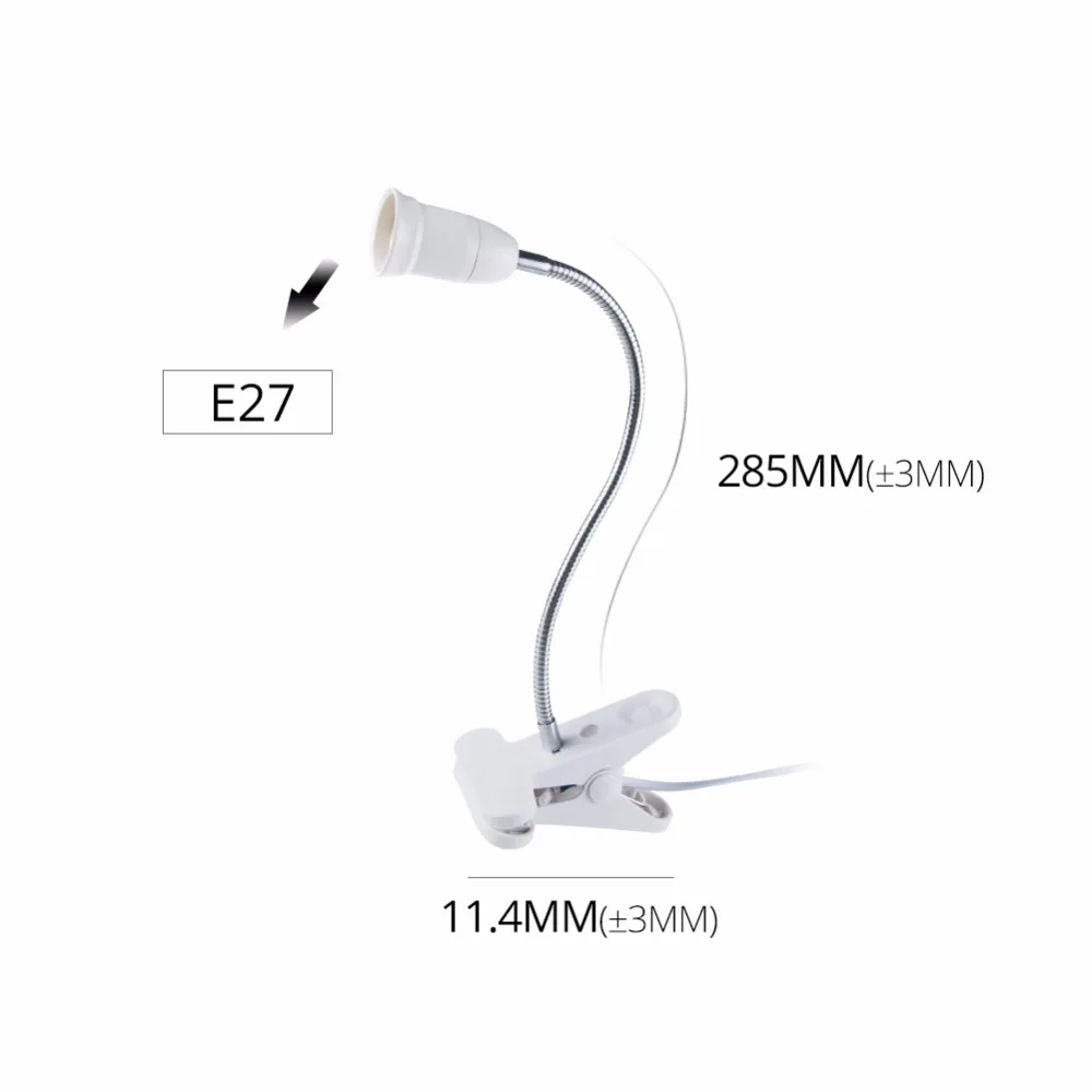 Цоколь лампы AmmToo E27 гибкий зажим переключатель LED настольная книга держатель