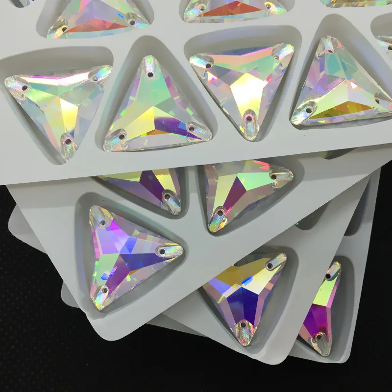 Прозрачный AB Цвет 12 мм 16 23 Стекло с украшением в виде кристаллов Triangleshape пришить