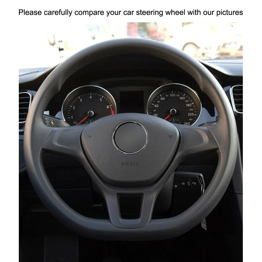 Чехол рулевого колеса ручной работы из искусственной кожи для Volkswagen VW Golf 7 Mk7