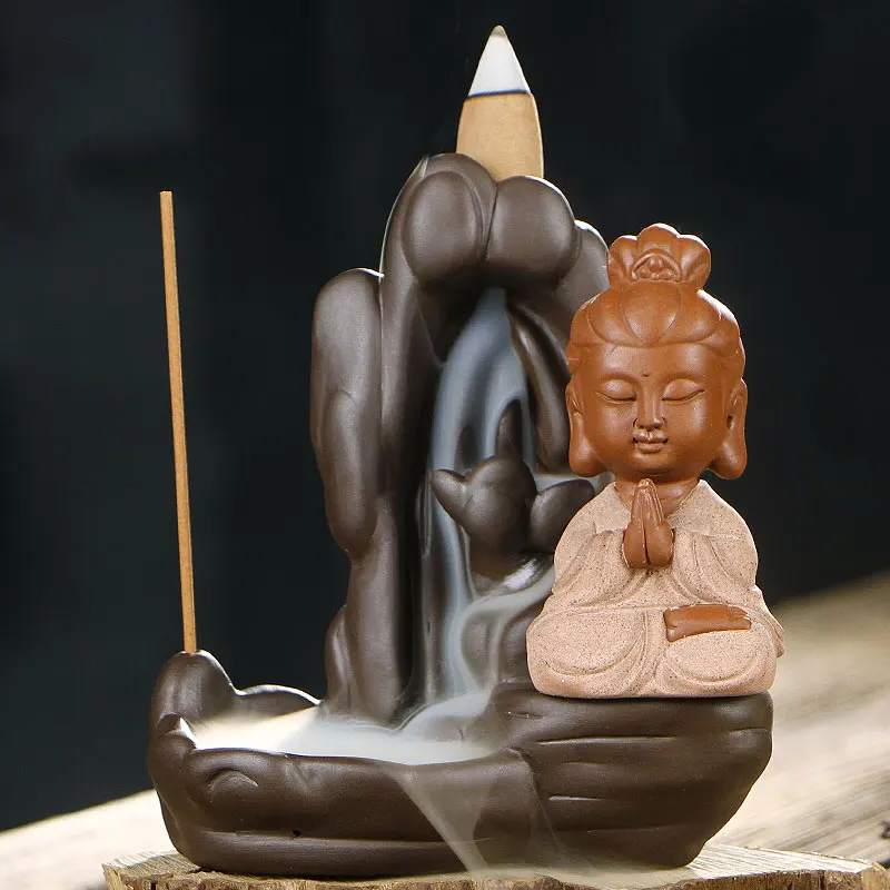 Конус для благовоний и курильница Керамическая исинская фиолетовая глина Будда