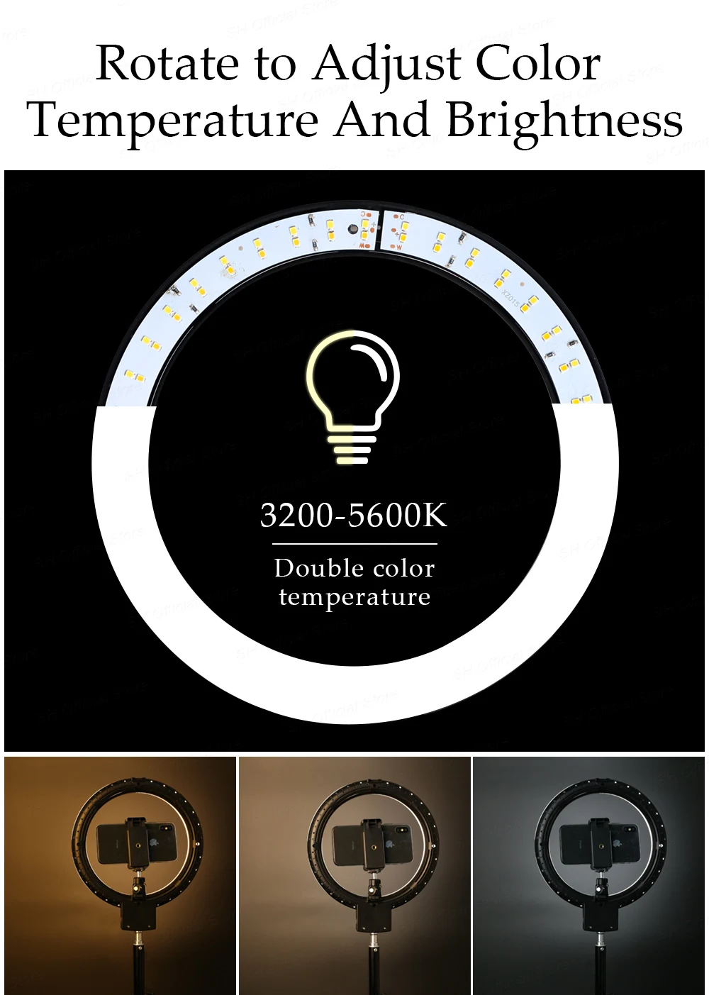 9 дюймов светодиодный селфи кольцо светильник 10W 3200-5600k Студия фотография заполнить кольцо светильник со штативом для iphone смартфона макияж