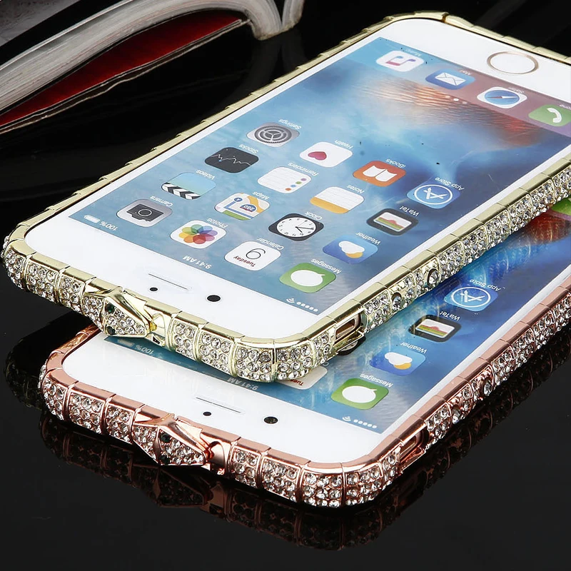 Роскошный чехол-бампер с алмазами на для iPhone XS Max XR 6 6S 7 8 Plus металлическая змеиная Пряжка рамка Капа Блеск Кристалл Стразы чехол для телефона
