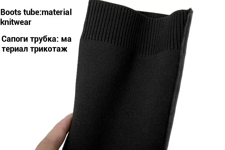 CDAXIALN/Новинка; женские полусапожки из натуральной коровьей кожи с трикотажной отделкой; сапоги до середины икры на низком каблуке с отстрочкой; сезон зима-осень