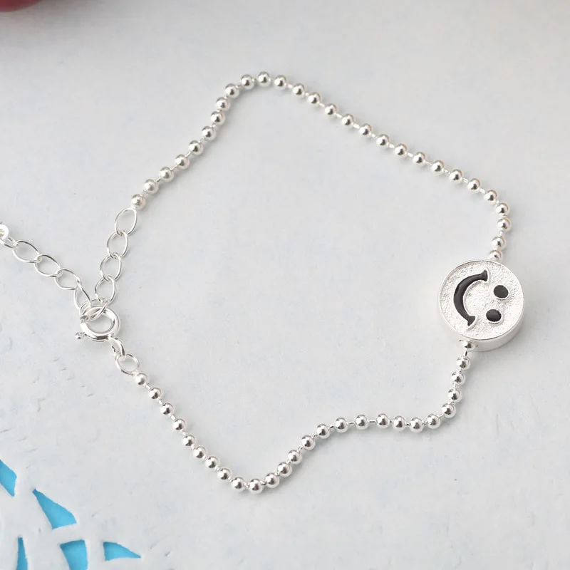 S925 Sterling Silvery Bracelet Smiling Face Beads Fashion | Украшения и аксессуары