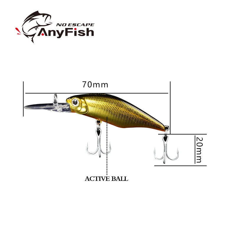 ANYFISH STAR RV SHAD 70F DR плавающая приманка для рыбалки 7 см 9 8 г жесткая с 3D глазами