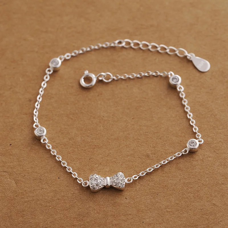 Женский ювелирный комплект из серебра S925 пробы с бантом и кристаллами|crystal