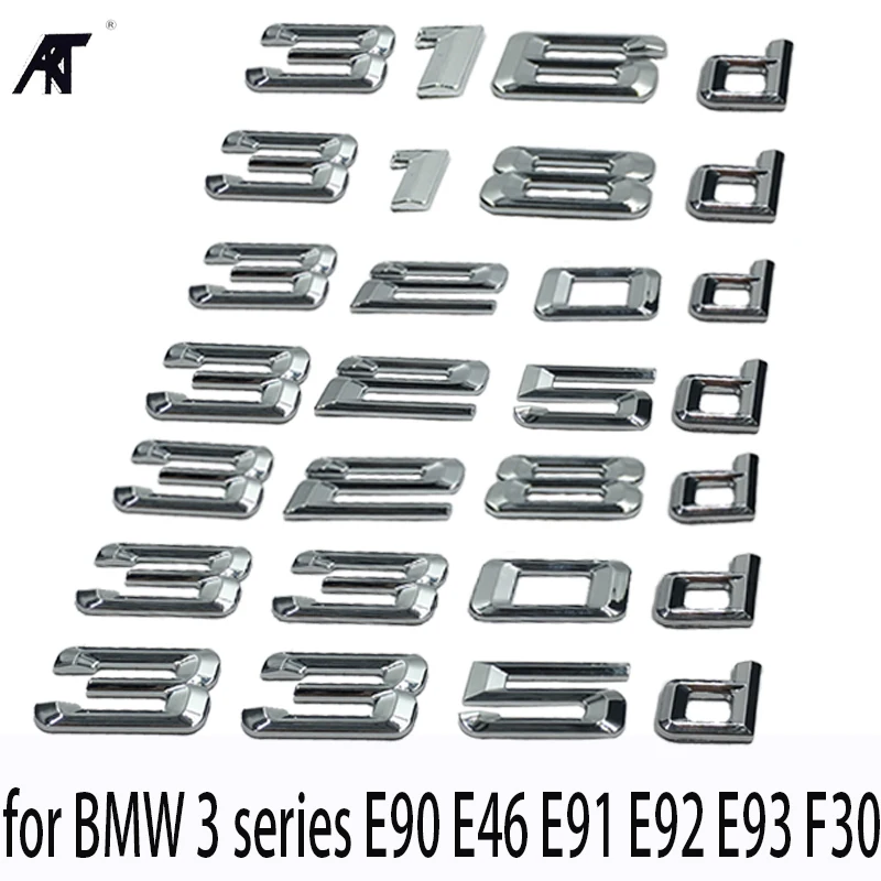 

316d 318d 320d 325d 328d 330d 335d Car Emblem Rear Number Letter sticker for BMW 3 series E90 E46 E91 E92 E93 F30 New Design