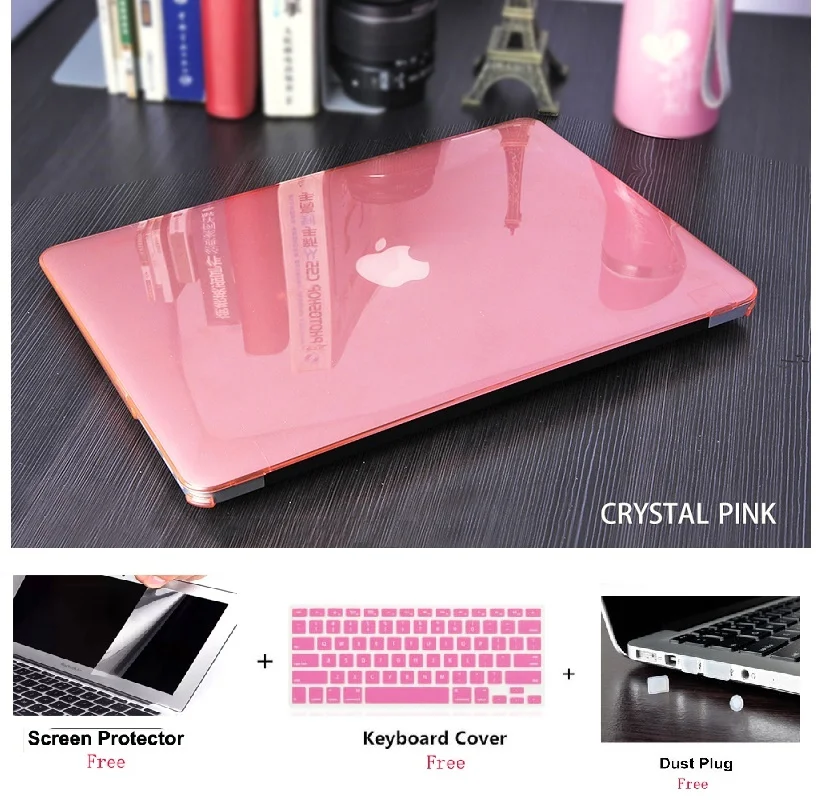 4in1 Crystal Laptop Case+Keyboard Cover+Screen Film+Dust Pulg For Apple Macbook Air Pro Retina Touch Bar 11 12 13 15 inchs | Компьютеры и