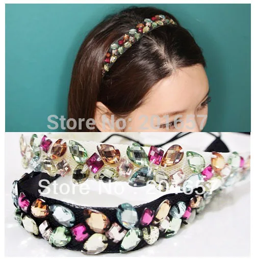 2021 new Wholesale and Retail fashion bohemian colorful handmade crystal beads elastic hairband headband hair accessories