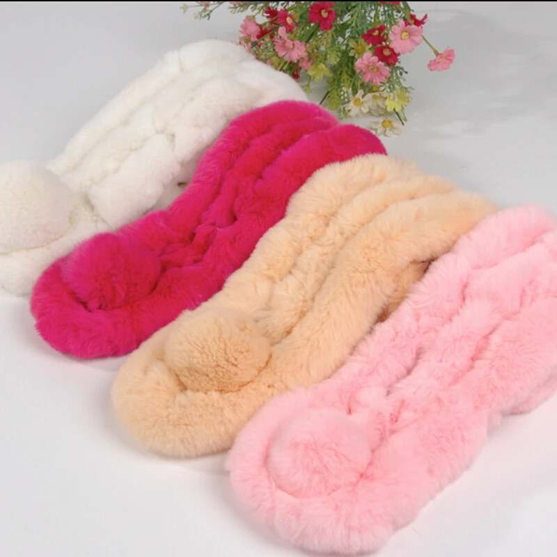 2018 шарф кролика рекс с шариком меховой Глушитель Зимний женский модный шейный