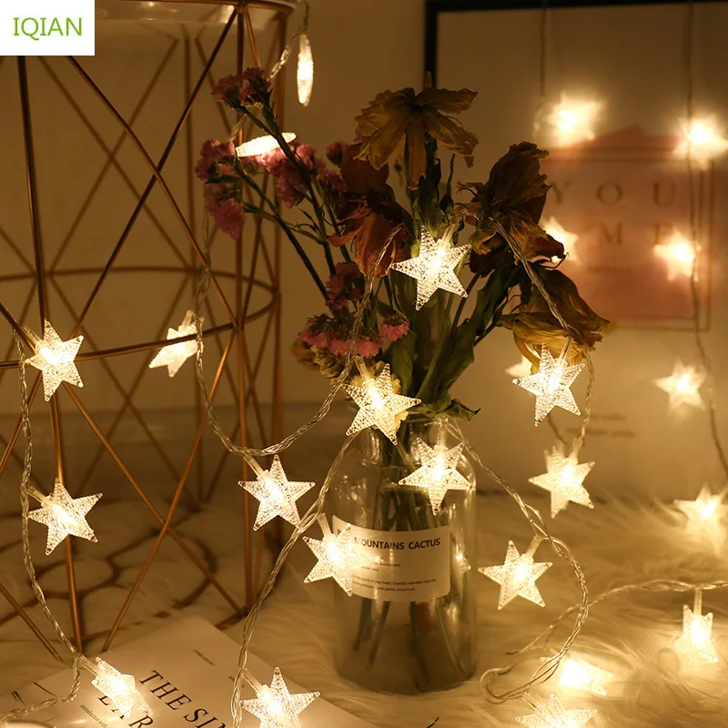 IQIAN Navidad 2019 батарея коробка звезда световая гирлянда 3 м 20 огней Новогодние