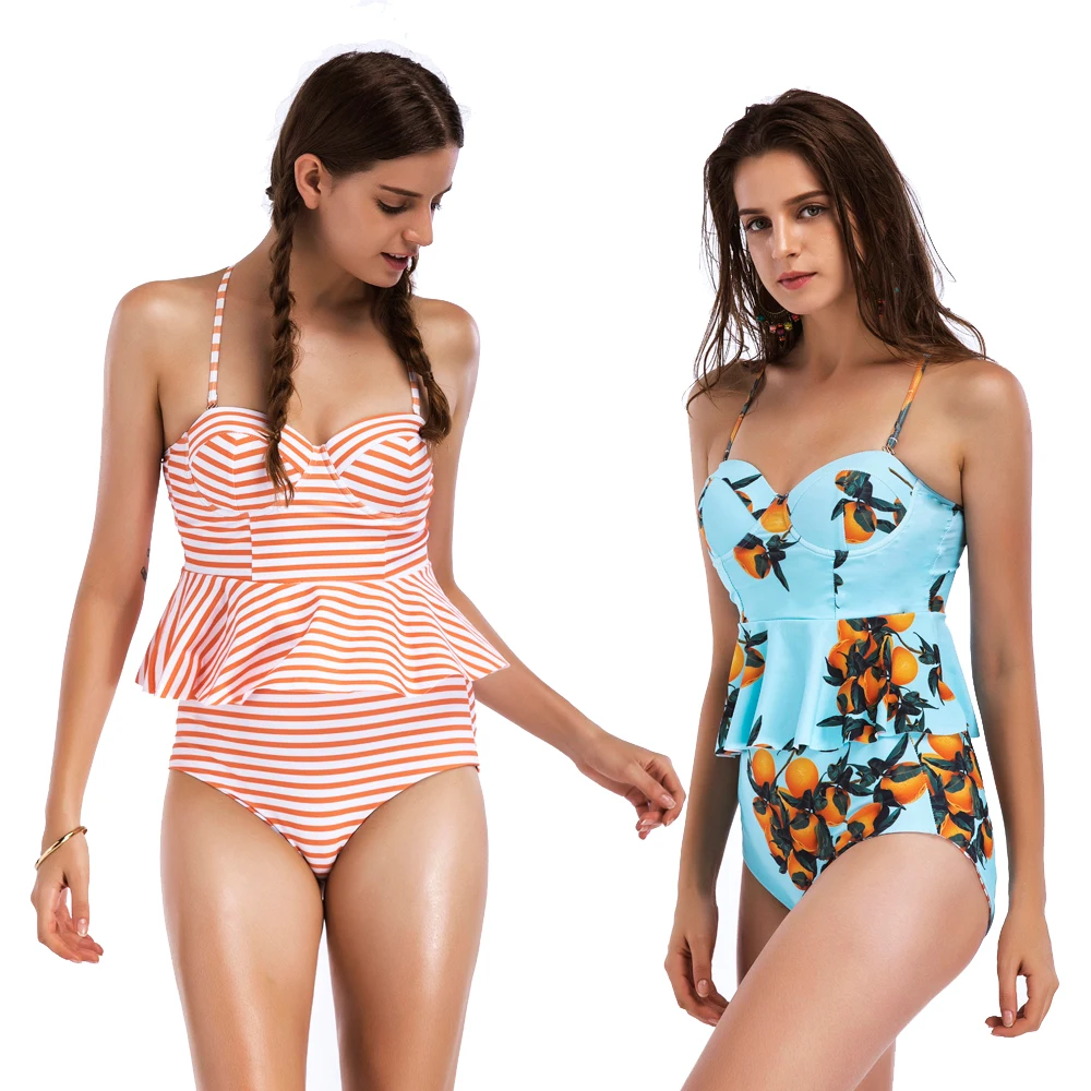 Чашечка бюстгальтера раздельный купальник бикини 2018 полосатый Женский с