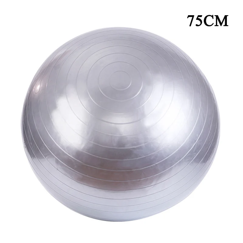 75CM Silver Мяч для йоги, для гимнастики и фитнеса, мяч для пилатеса, баланс, упражнения, тренажерный зал, для помещений, для фитнеса, тренировки, йога, ядро, 45-95 см, насос - Цвет: 75CM Silver