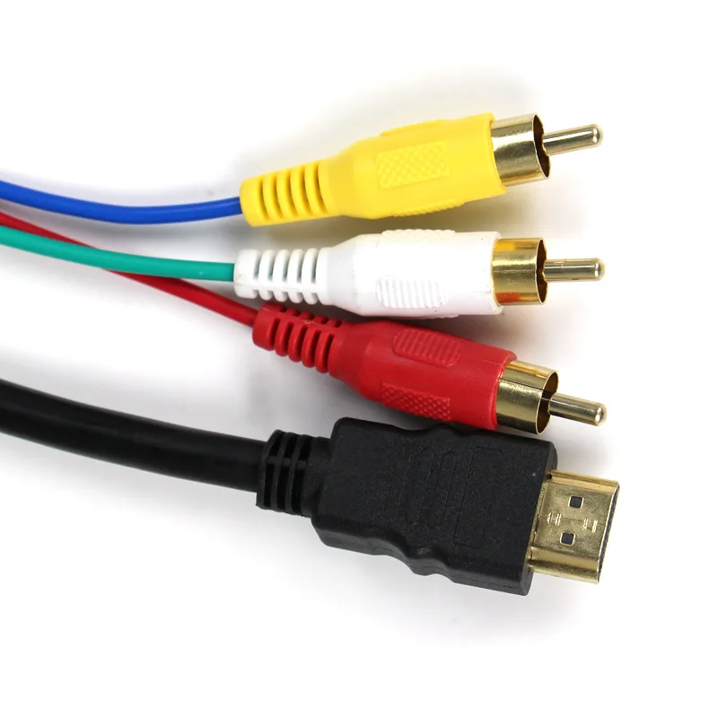500 шт. 5 футов 1 м HDMI в 3 RCA видео AV ТВ композитный адаптер конвертер 3RCA RGB кабель для