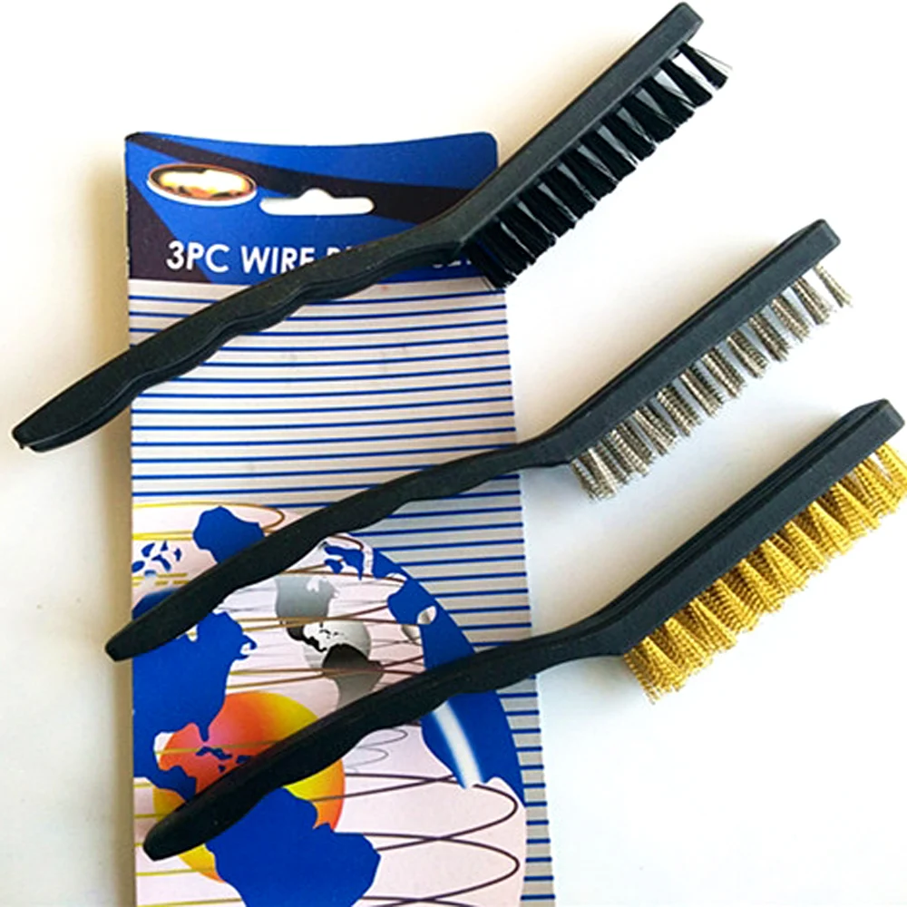 

3 PCS Wire brush set,Copper wire, steel wire, nylon,Industrial brush, Polishing,cleaning the gap,Cleaning rust,Large,9 inches